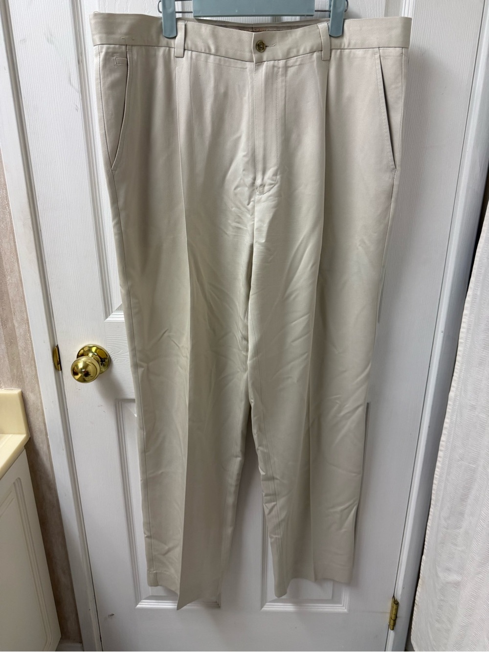 Tommy Bahama Mens Ivory Silk Trouser Pants Size 38 x 34 Resort Wear Tropical